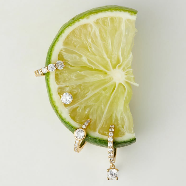 Gold-Plated Sterling CZ Hoop Earrings Image 2 Mark Jewellers La Crosse, WI
