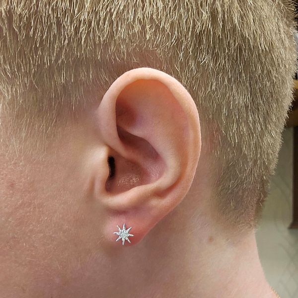 Sterling Diamond Star Earrings Image 2 Mark Jewellers La Crosse, WI