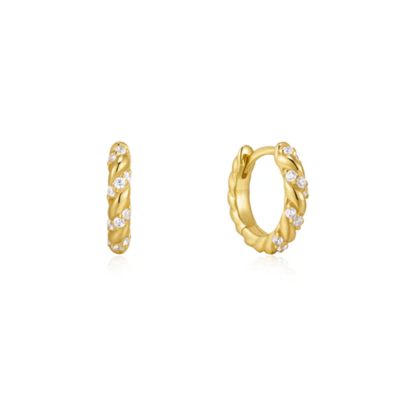Gold-Plated Sterling CZ Twisted Hoop Earrings Mark Jewellers La Crosse, WI