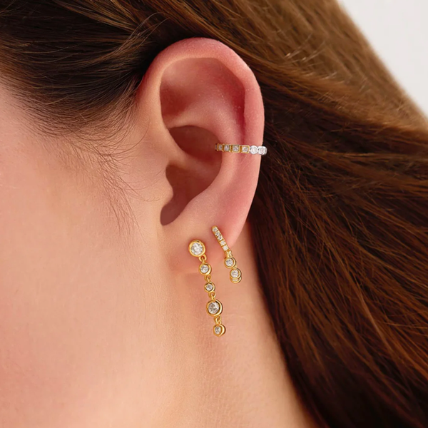 Gold-Plated Sterling CZ Drop Earrings Image 3 Mark Jewellers La Crosse, WI