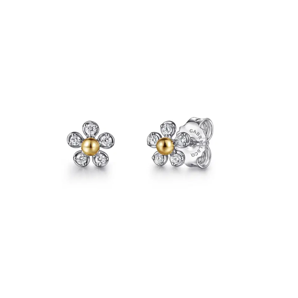 Gold-Plated Sterling Diamond Flower Stud Earrings Mark Jewellers La Crosse, WI