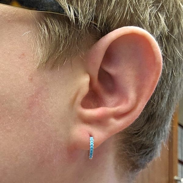 Sterling Blue CZ Hoop Earrings Image 2 Mark Jewellers La Crosse, WI