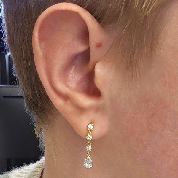 Gold-Plated Sterling CZ Drop Earrings Image 3 Mark Jewellers La Crosse, WI