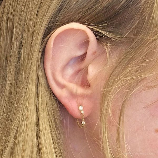 Sterling CZ Chain Hoop Earrings Image 2 Mark Jewellers La Crosse, WI