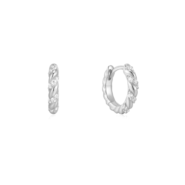 Sterling CZ Twisted Hoop Earrings Mark Jewellers La Crosse, WI