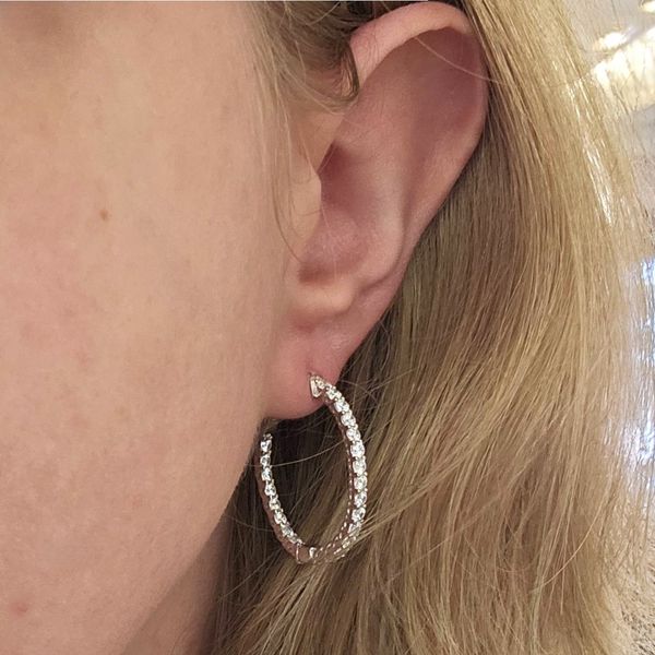 Sterling CZ Hoop Earrings Image 3 Mark Jewellers La Crosse, WI