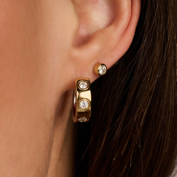 Gold-Plated Sterling CZ Hoop Earrings Image 2 Mark Jewellers La Crosse, WI