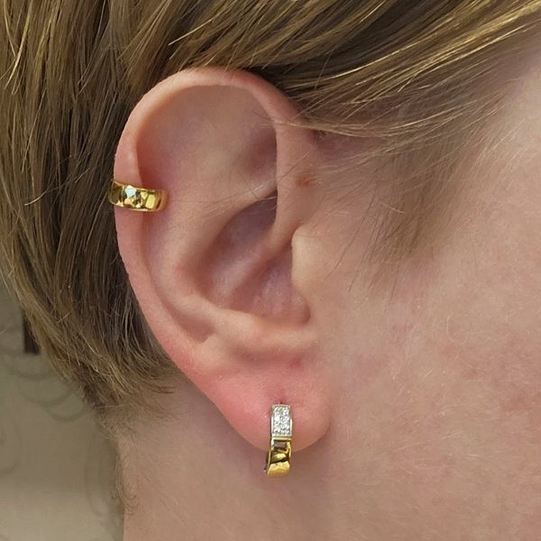 Gold-Plated Sterling CZ Hoop Earrings Image 3 Mark Jewellers La Crosse, WI