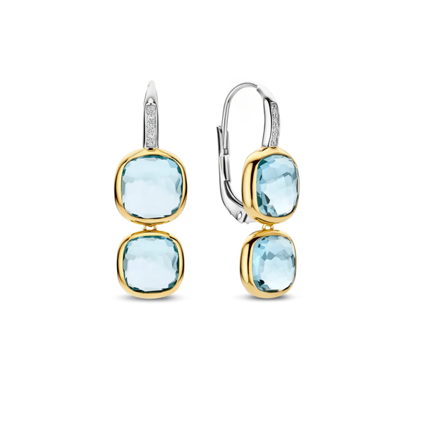 Gold-Plated Sterling Blue CZ Earrings Mark Jewellers La Crosse, WI