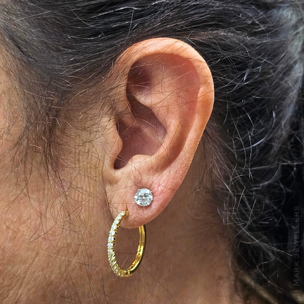 Gold-Plated Sterling CZ Hoop Earrings Image 2 Mark Jewellers La Crosse, WI