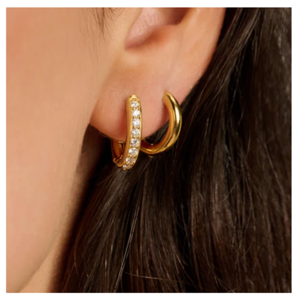 Gold-Plated Sterling CZ Hoop Earrings Image 2 Mark Jewellers La Crosse, WI