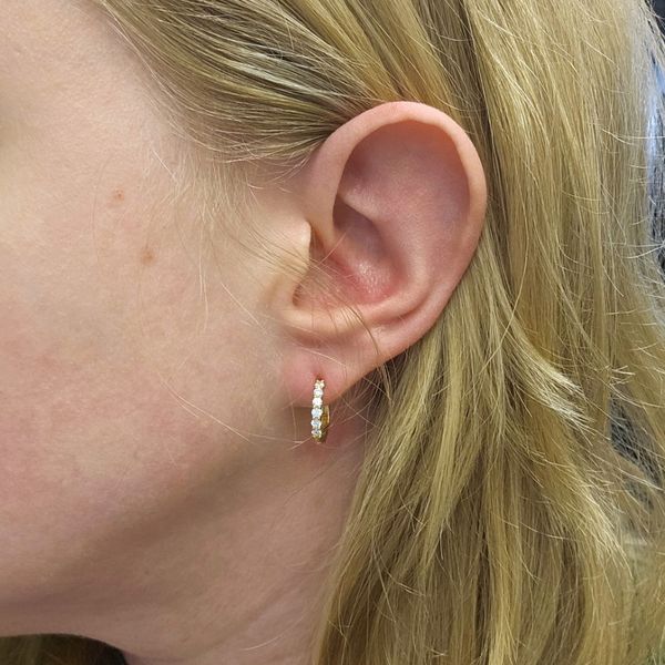 Gold-Plated Sterling CZ Hoop Earrings Image 2 Mark Jewellers La Crosse, WI