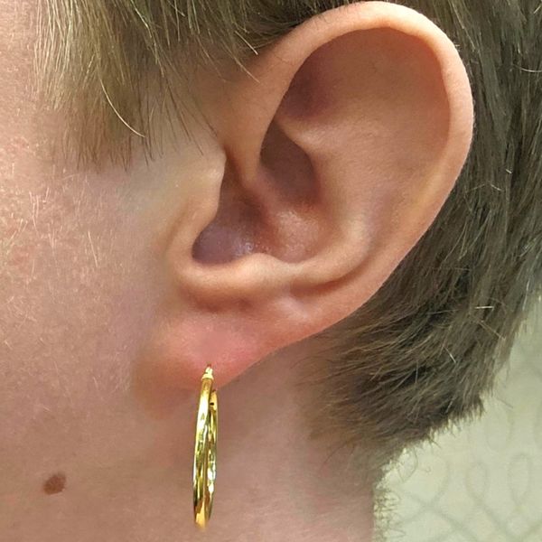 Gold-Plated Sterling Hoop Earrings Image 2 Mark Jewellers La Crosse, WI