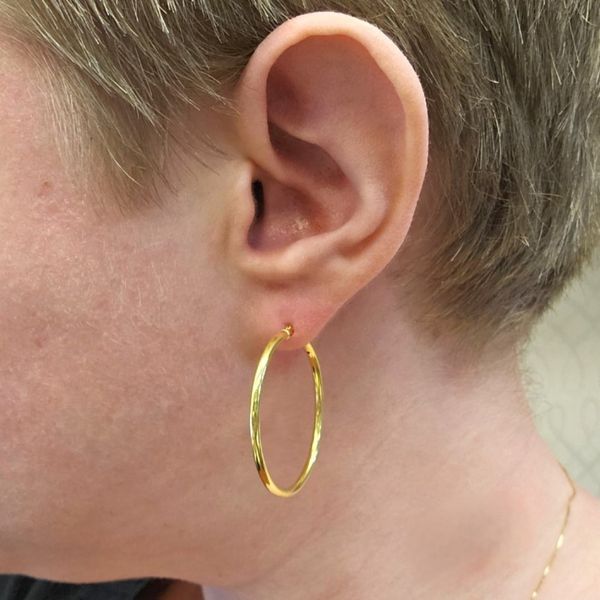 Gold-Plated Sterling Hoop Earrings Image 2 Mark Jewellers La Crosse, WI