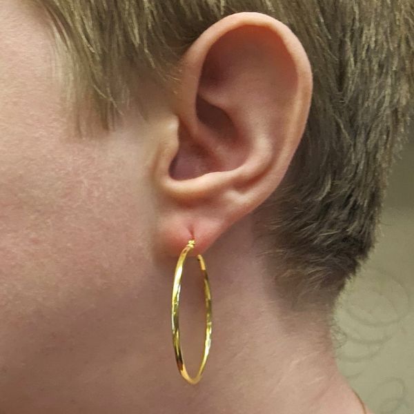 Gold-Plated Sterling Hoop Earrings Image 2 Mark Jewellers La Crosse, WI
