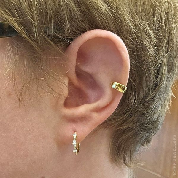 Gold-Plated Sterling CZ Hoop Earrings Image 2 Mark Jewellers La Crosse, WI