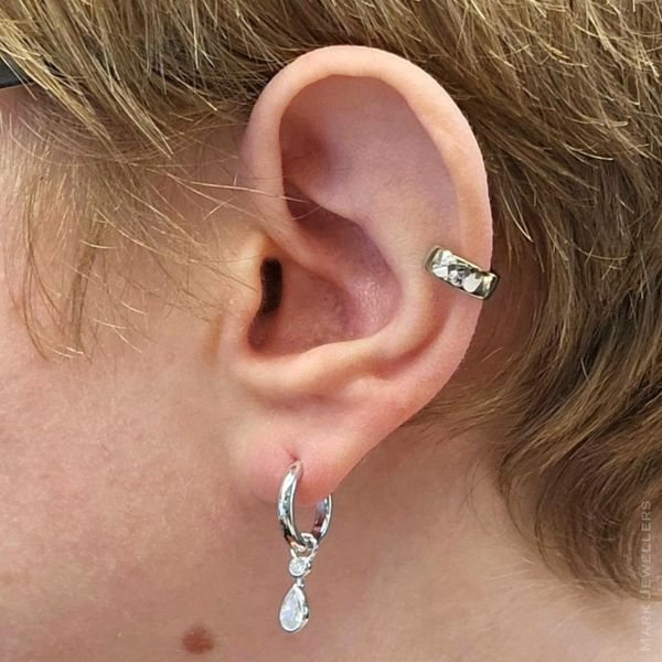 Sterling CZ Drop Hoop Earrings Image 2 Mark Jewellers La Crosse, WI