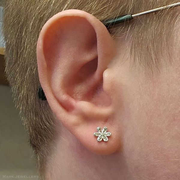 Sterling Green CZ Flower Earrings Image 2 Mark Jewellers La Crosse, WI