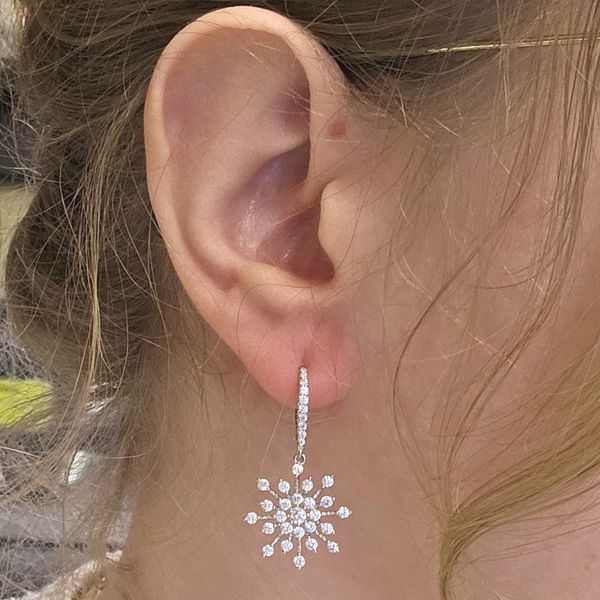 Sterling CZ Snowflake Drop Earrings Image 3 Mark Jewellers La Crosse, WI