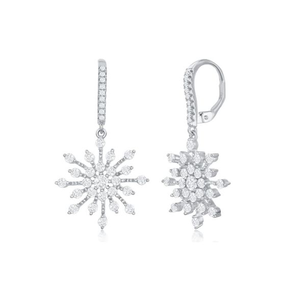 Sterling CZ Snowflake Drop Earrings Mark Jewellers La Crosse, WI