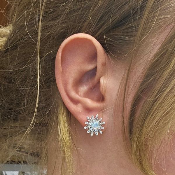 Sterling Opal & CZ Snowflake Earrings Image 3 Mark Jewellers La Crosse, WI