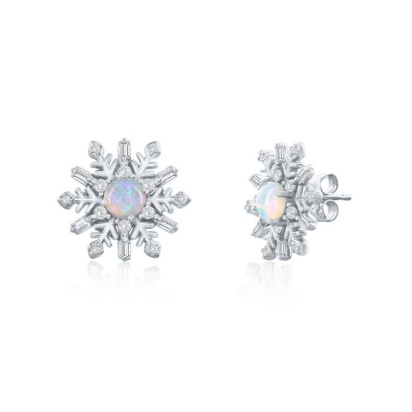 Sterling Opal & CZ Snowflake Earrings Mark Jewellers La Crosse, WI