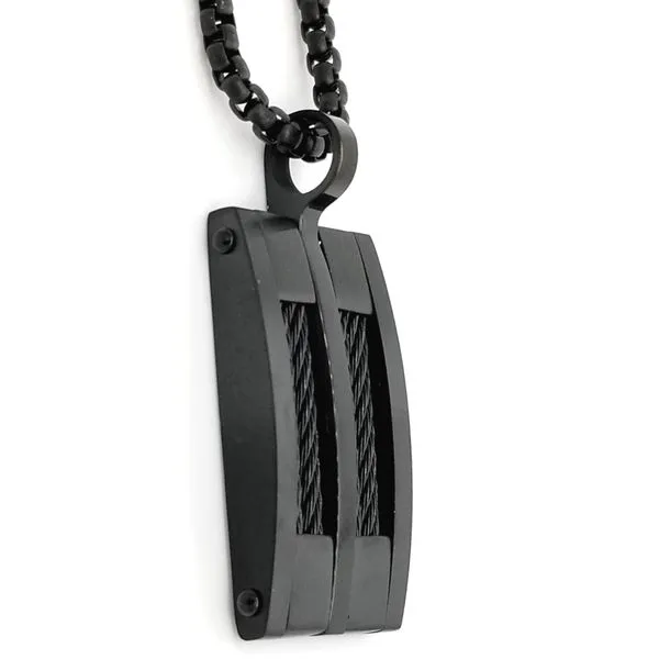 Stainless Steel Black Plated Cable Pendant Image 2 Mark Jewellers La Crosse, WI