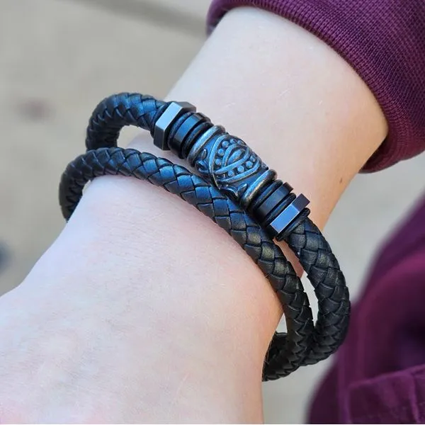 Leather & Gunmetal Bead 9