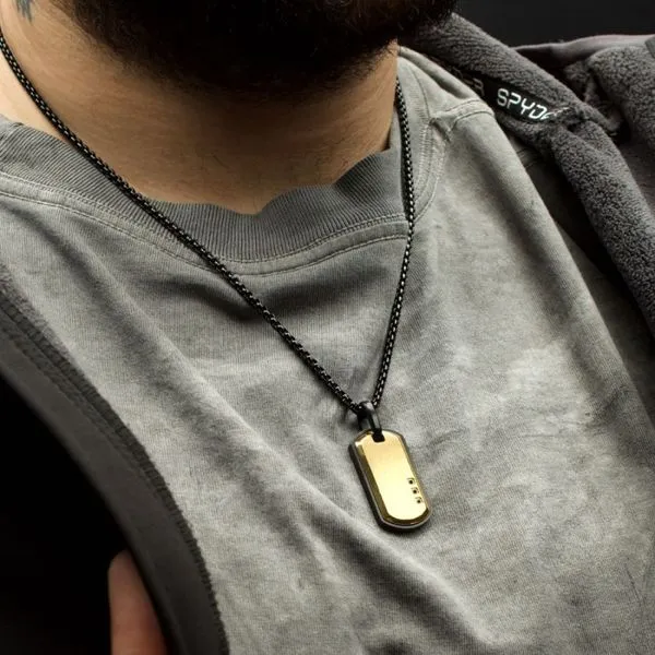 Black Stainless Steel Gold-Plated 22