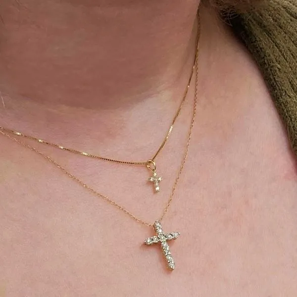 Yellow Gold Diamond Cross Pendant Image 2 Mark Jewellers La Crosse, WI