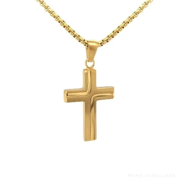 Stainless Steel Gold Plated Cross Pendant Mark Jewellers La Crosse, WI