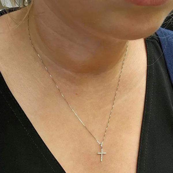 White Gold Diamond Cross Pendant Image 3 Mark Jewellers La Crosse, WI