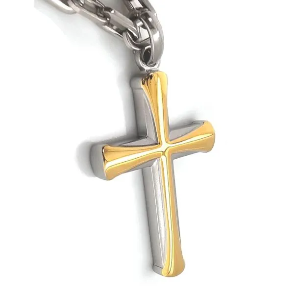 Gold-Plated Stainless Steel Cross Pendant Image 2 Mark Jewellers La Crosse, WI