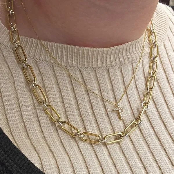 Yellow Gold Diamond Cross Pendant Image 3 Mark Jewellers La Crosse, WI