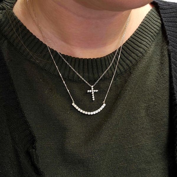White Gold Diamond Cross Pendant Image 3 Mark Jewellers La Crosse, WI