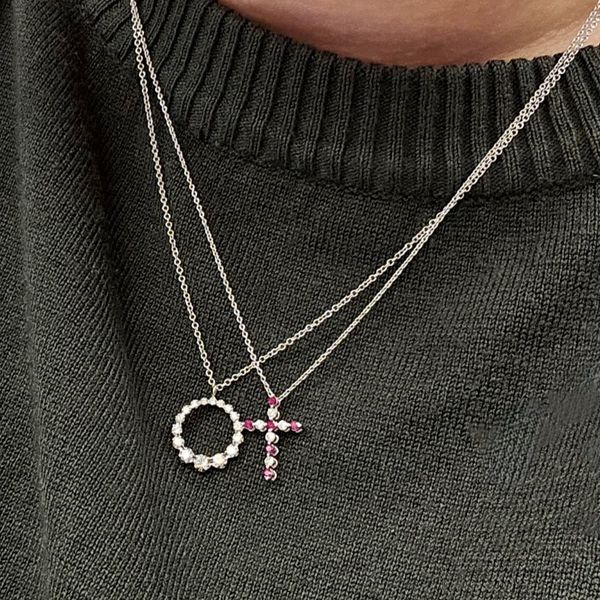 White Gold Ruby & Diamond Cross Pendant Image 3 Mark Jewellers La Crosse, WI