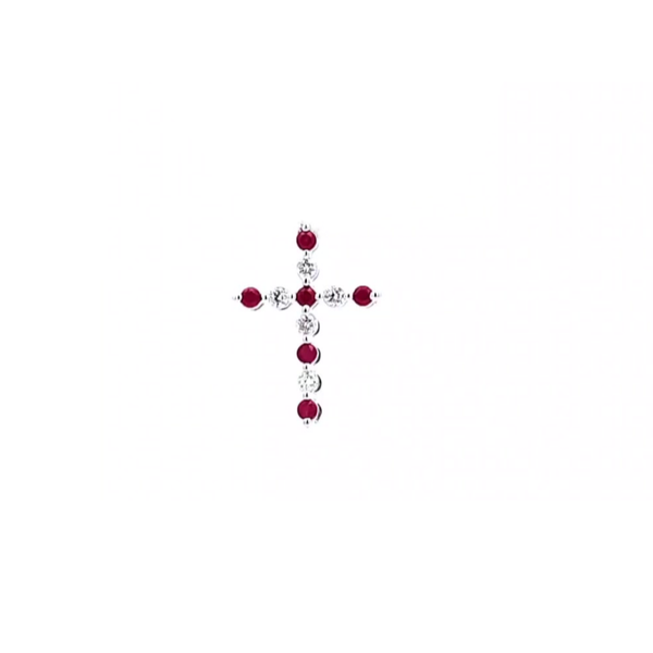 White Gold Ruby & Diamond Cross Pendant Mark Jewellers La Crosse, WI