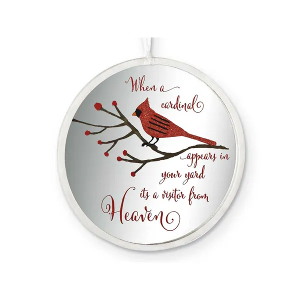 Glass Cardinal Memorial Disc Ornament Mark Jewellers La Crosse, WI