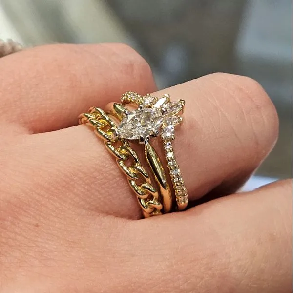 Yellow Gold Diamond Chevron Band Image 3 Mark Jewellers La Crosse, WI