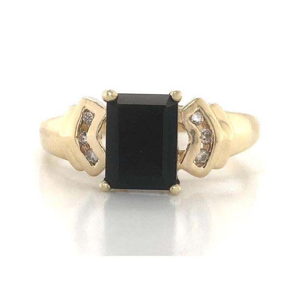 Estate Yellow Gold Black Stone & Diamond Ring Mark Jewellers La Crosse, WI