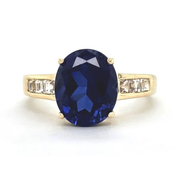 Estate Yellow Gold Blue Stone & CZ Ring Mark Jewellers La Crosse, WI