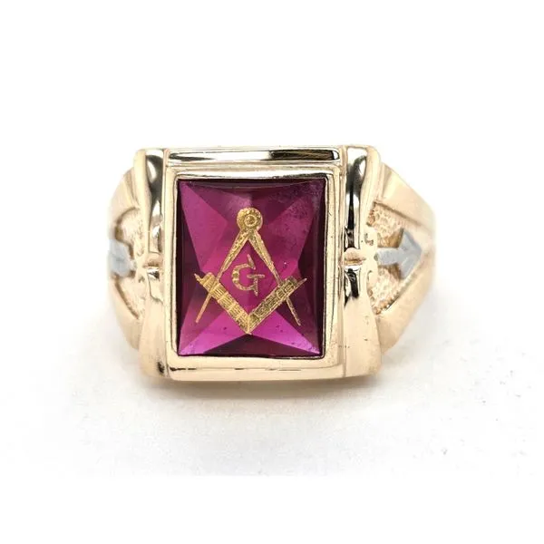 Estate Yellow Gold Red Stone Masonic Ring Mark Jewellers La Crosse, WI