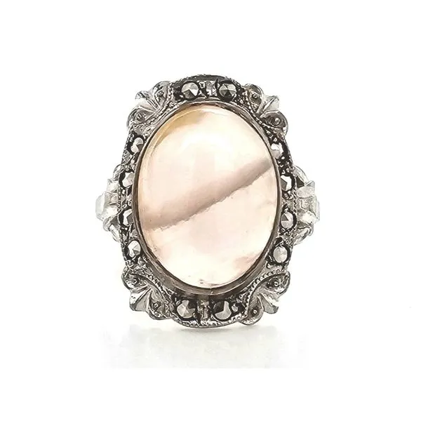 Estate Sterling Rose Quartz & Marcasite Ring Mark Jewellers La Crosse, WI