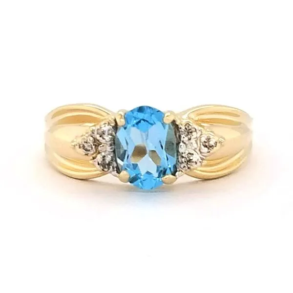 Estate Yellow Gold Blue Stone & Diamond Ring Mark Jewellers La Crosse, WI