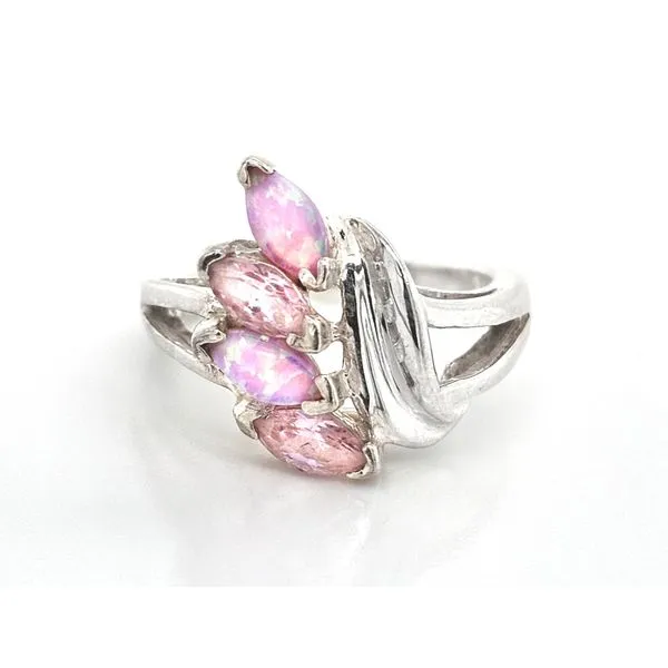 Estate Sterling Synthetic Opal & Pink CZ Ring Mark Jewellers La Crosse, WI