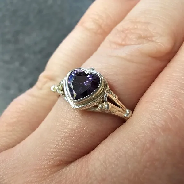 Estate Sterling Purple Heart CZ Ring Image 2 Mark Jewellers La Crosse, WI