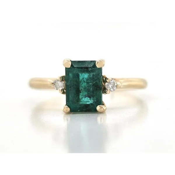 Estate Yellow Gold Emerald & Diamond Ring Mark Jewellers La Crosse, WI