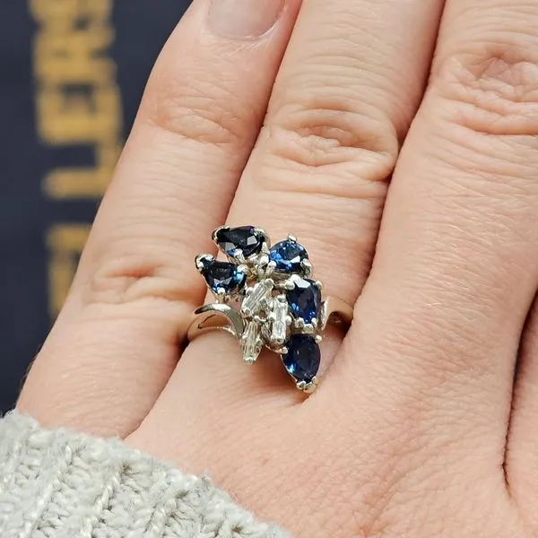 Estate White Gold Sapphire & Diamond Ring Image 3 Mark Jewellers La Crosse, WI