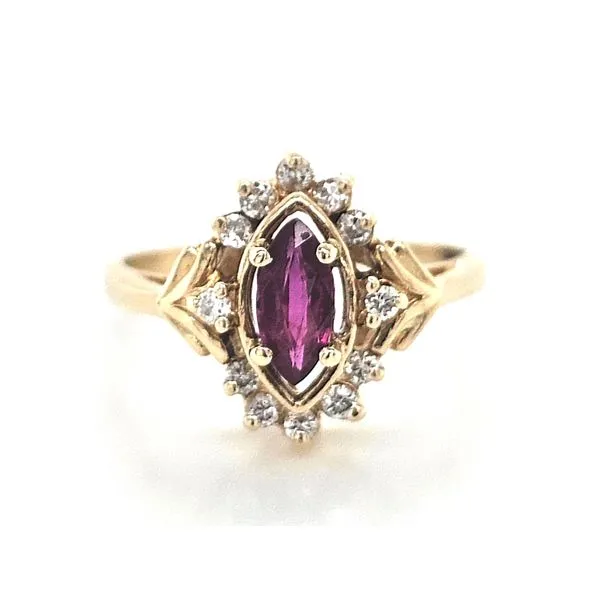 Estate Yellow Gold Red Stone & Diamond Ring Mark Jewellers La Crosse, WI