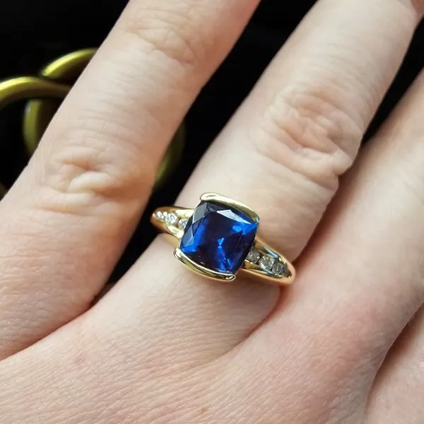 Estate Yellow Gold Lab Created Alexandrite Diamond Ring Image 3 Mark Jewellers La Crosse, WI